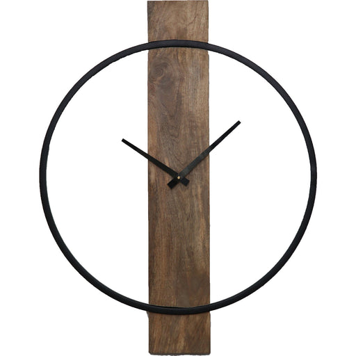 Pearl Natural Wood and Black Wall Clock - Oclion.com