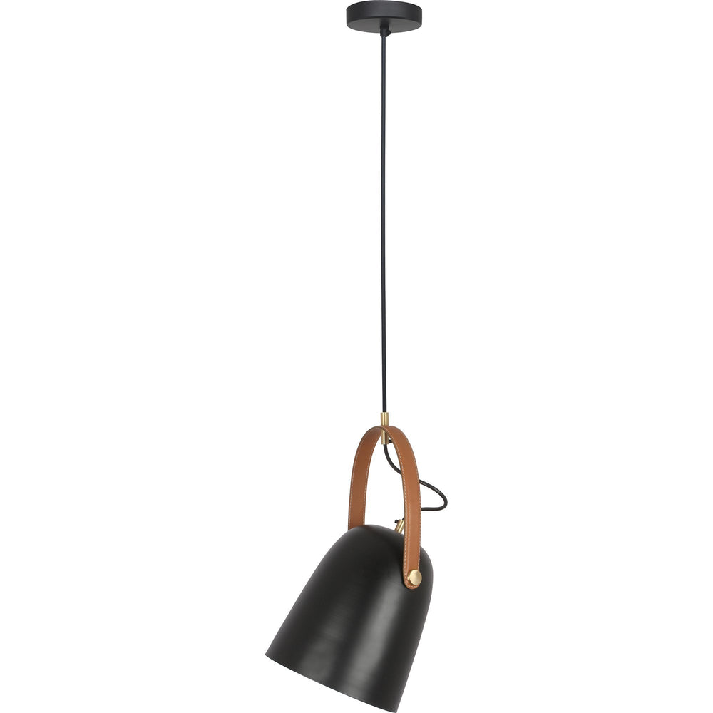 Issa Black and Light Brown Leather Pendant Light - Oclion.com