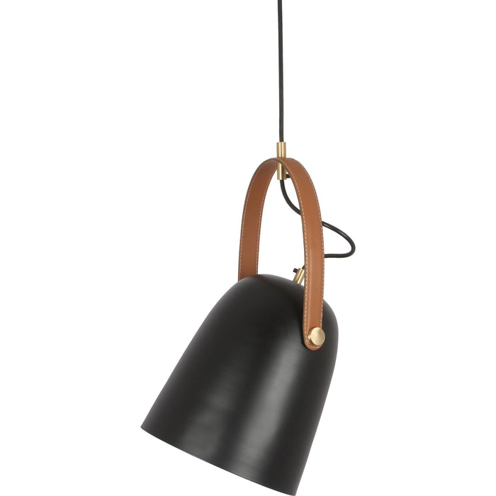 Issa Black and Light Brown Leather Pendant Light - Oclion.com