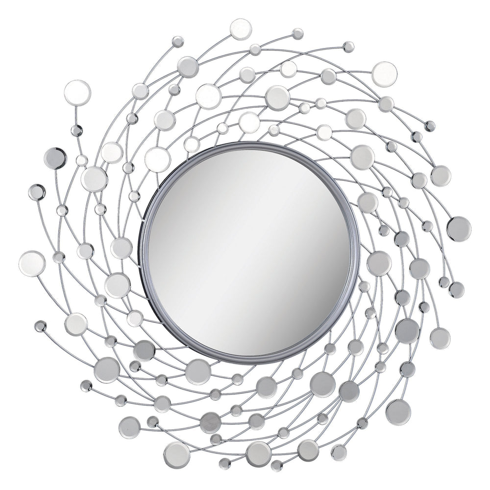 Como Round Silver Leaf Framed Mirror - Oclion.com