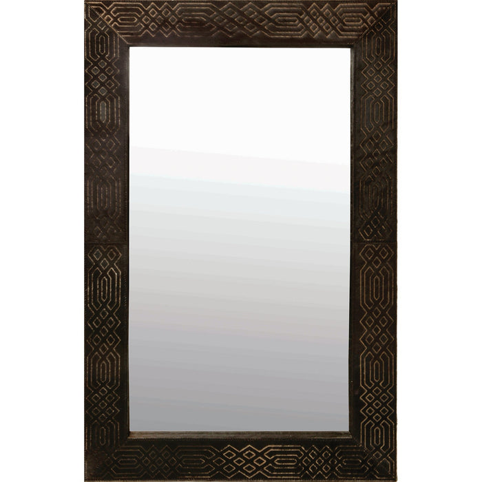 Cassini Hair on Leather Framed Mirror - Oclion.com