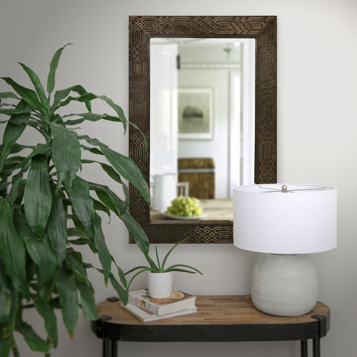 Cassini Hair on Leather Framed Mirror - Oclion.com