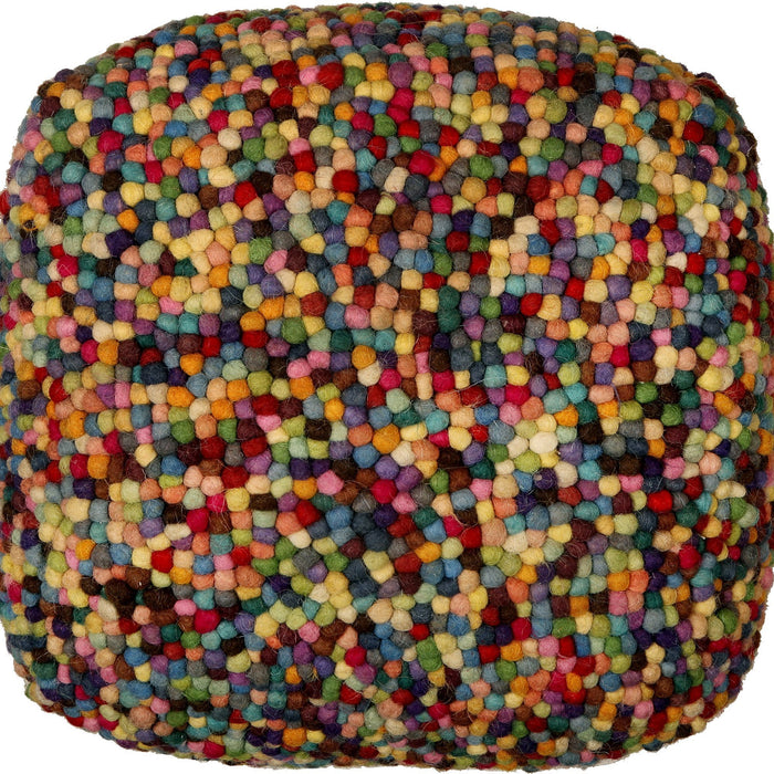 Nancy Multicolored Wool Felt Balls Pouf - Oclion.com