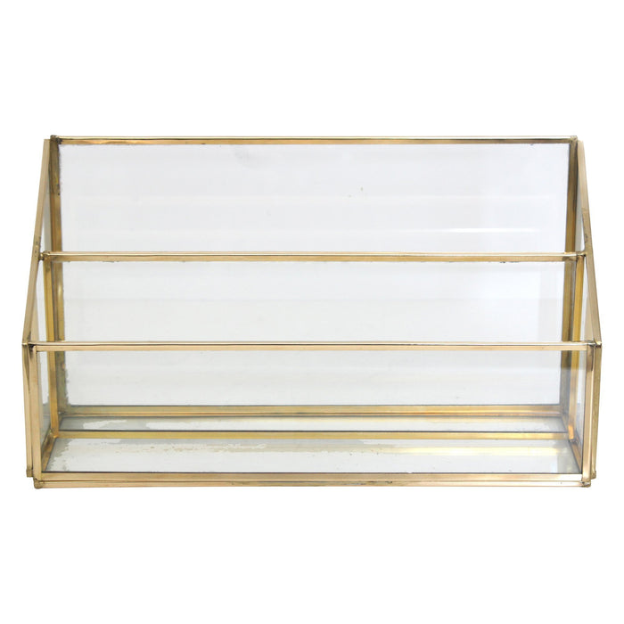 Mavis Golden Glass and Brass Letter Stand - Oclion.com