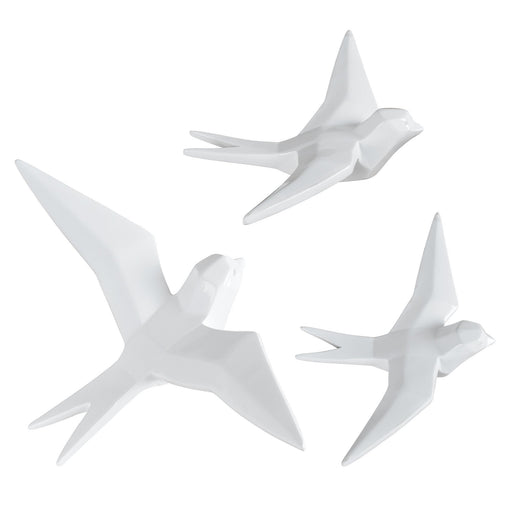 July 3-Piece Set of White Glossy Dove Statues - Oclion.com