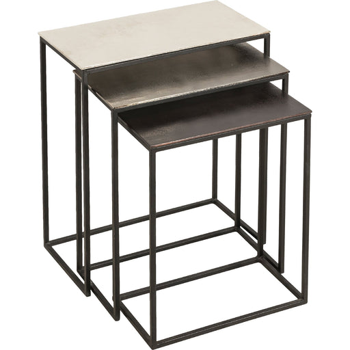 Manisa 3-Piece Set of Raw Nickel, Black and Bronze Accent Tables - Oclion.com
