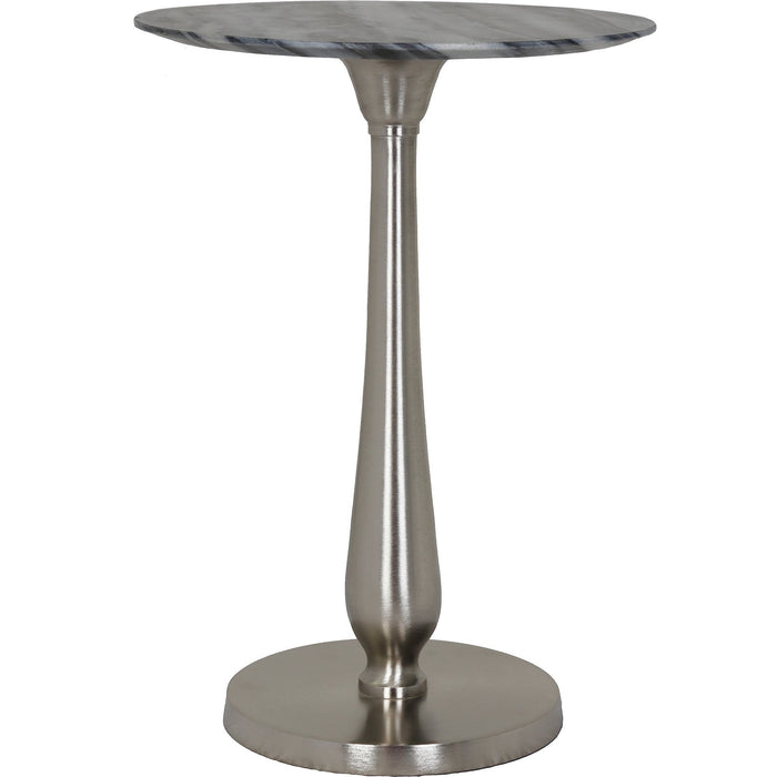 Valda Gray Marble with Nickel Finish Accent Table - Oclion.com