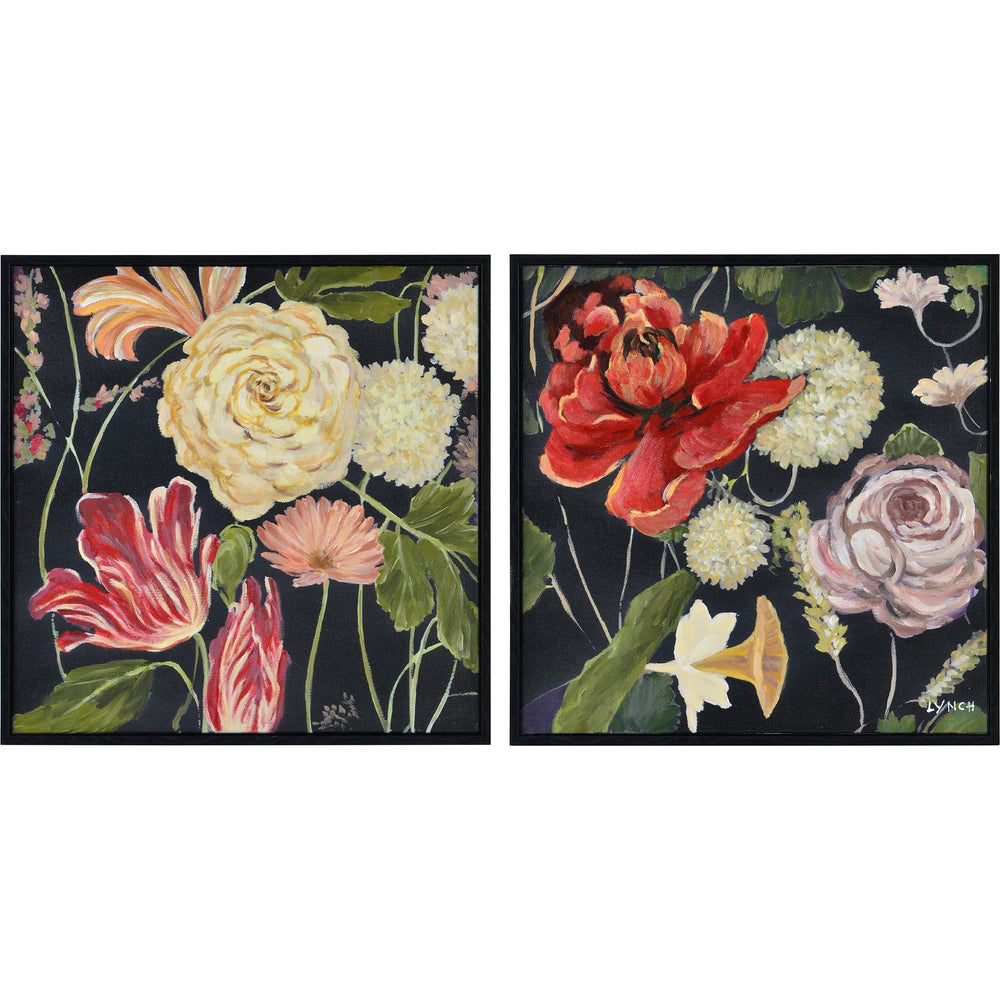 Lyncroft 2-Piece Set of Cotton Canvas Hand Painted Textured Black Wood Grain Framed Wall Art - Oclion.com