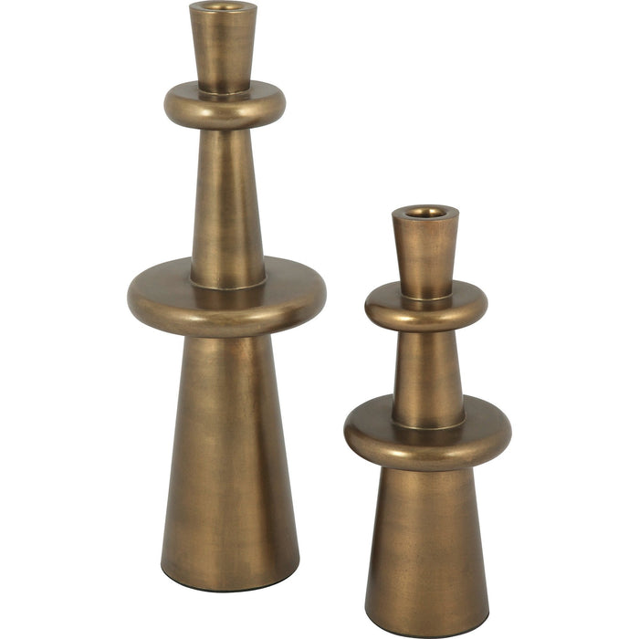 Lexa 2-Piece Set of Antique Brass Candle Holder - Oclion.com