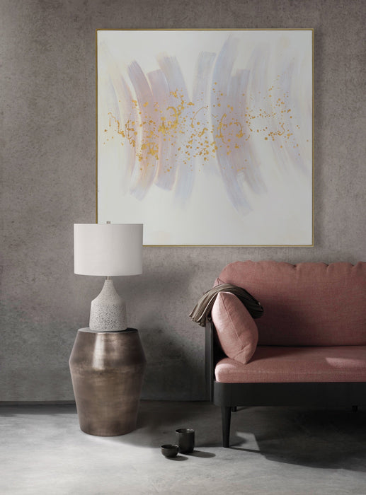 Clarendon Hand Painted Canvas Matte Textured Gold Leaf Accent with Golden Framed Art - Oclion.com