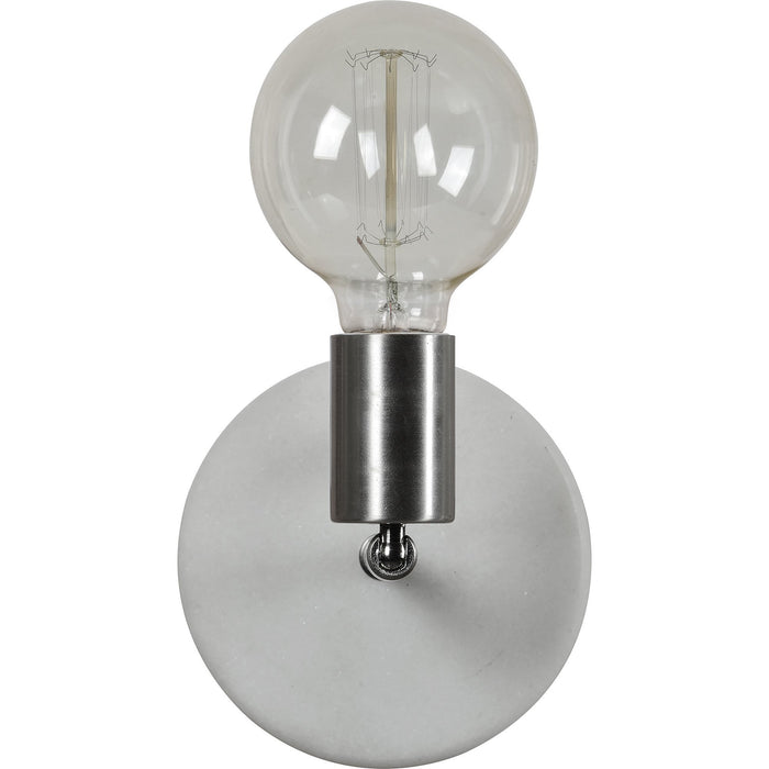 Margerie Satin Nickel White Marble Wall Sconce - Oclion.com