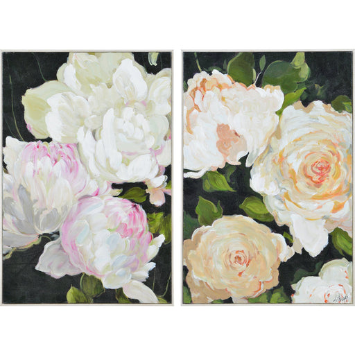 Adrianne 2-Piece Set of Canvas Textured Matte Finish with White Timber Framed Art - Oclion.com