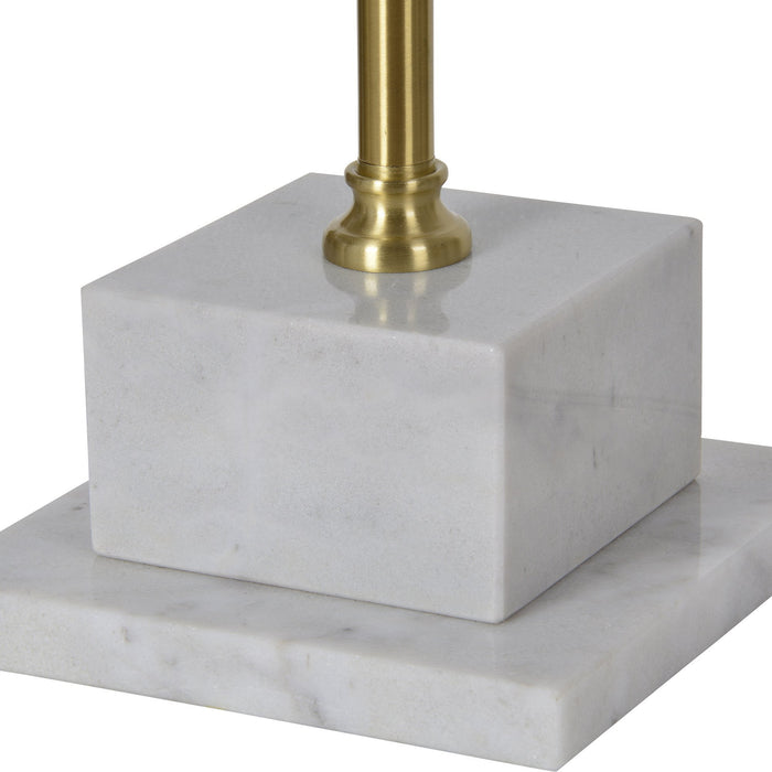 Sueman Polished Brass and White Marble Floor Lamp - Oclion.com