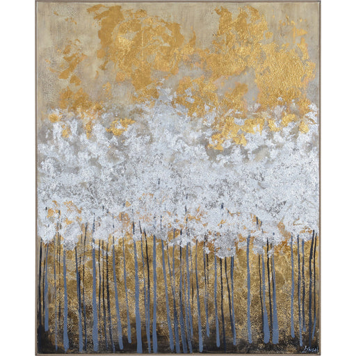 Magee Hand Painted Canvas Matte Texture Gold Leaf Accent and Chocolate Framed Art - Oclion.com