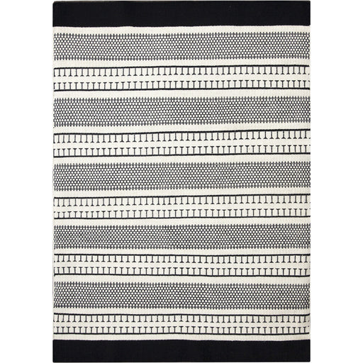 Monochrome Beige and Black Handwoven Flatweave Indoor Area Rug - Oclion.com
