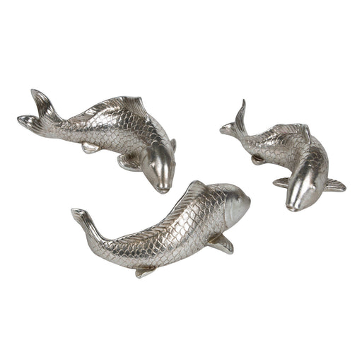 Koi 3-Piece Set of Antique Silver Fish Wall Hanging Statues - Oclion.com