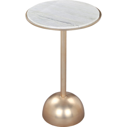 Jedrek White Marble Brass Outdoor Accent Table - Oclion.com