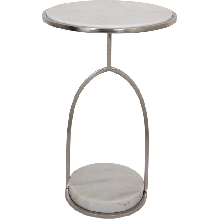 Hadley White Marble and Nickel Accent Table - Oclion.com