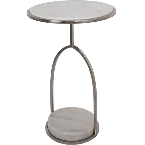 Hadley White Marble and Nickel Accent Table - Oclion.com