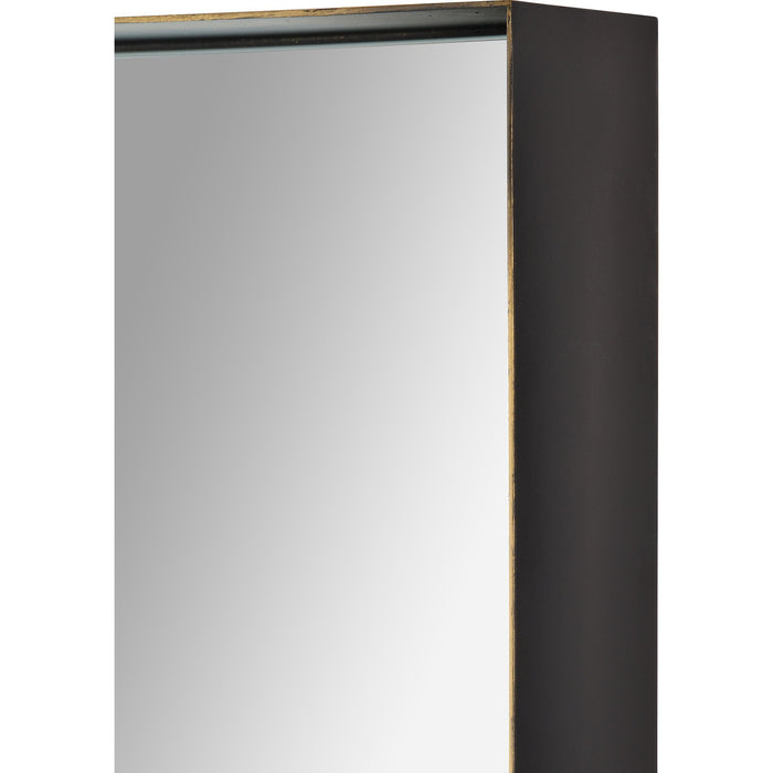 Yaelle Matte Black with Antique Gold Edge Framed Mirror - Oclion.com